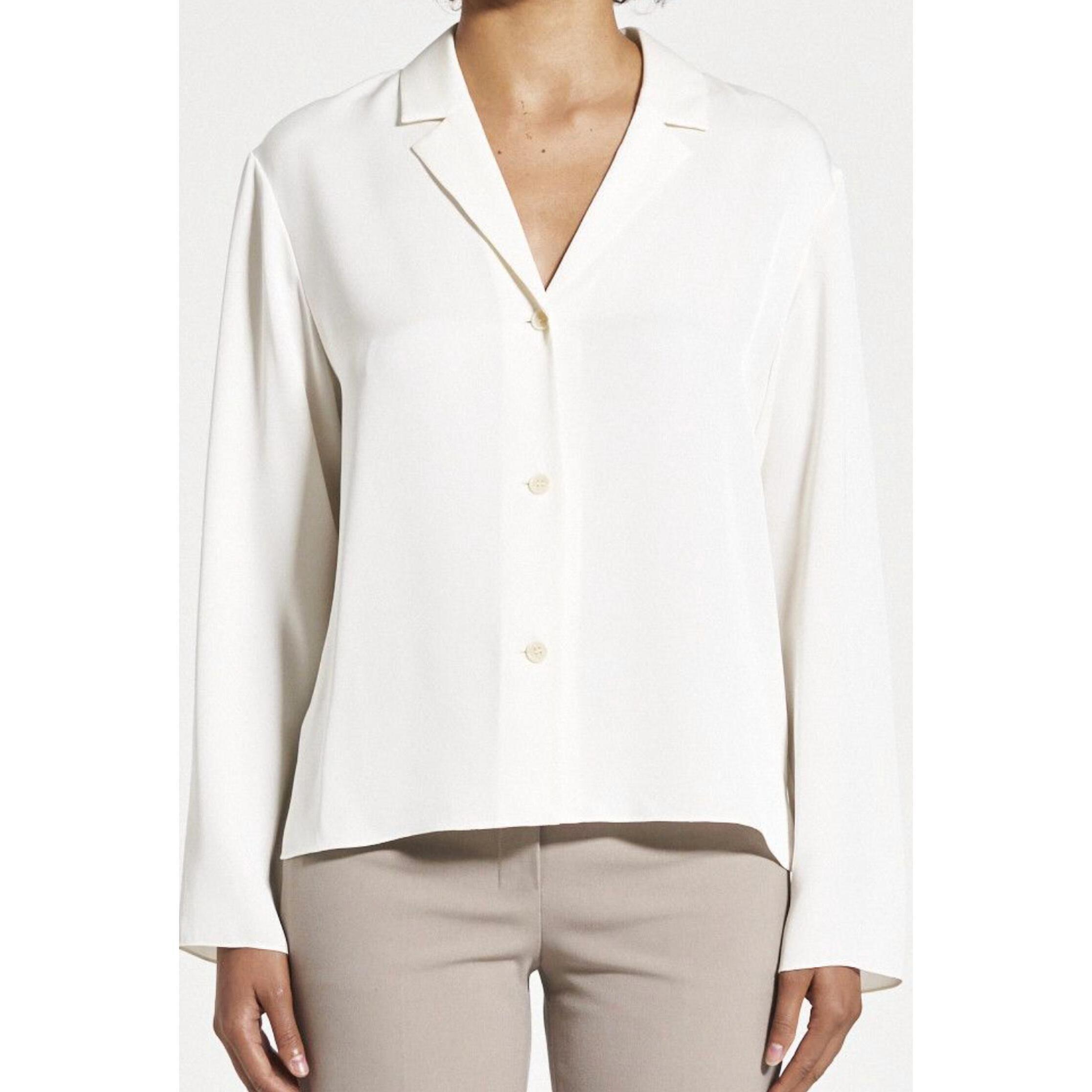 New Theory Lapel Collar Blouse In Ivory